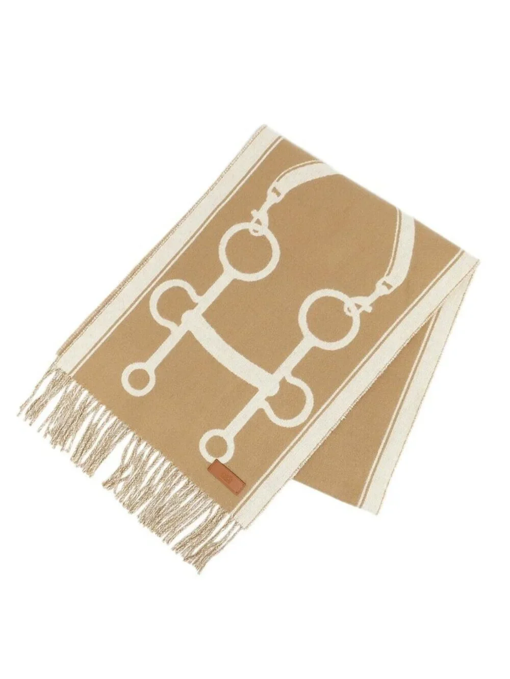 Hermes Heaven Scarf Molle Cashmere Beige Bicolor Fringe Shawl